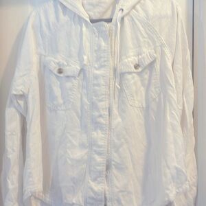 UNION BAY LADIES LINEN BLEND JACKET XL WHITE HOODIE EC